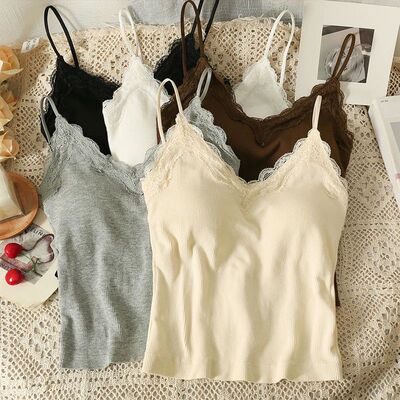 Solid lace suspender top with beautiful back纯色蕾丝美背上衣