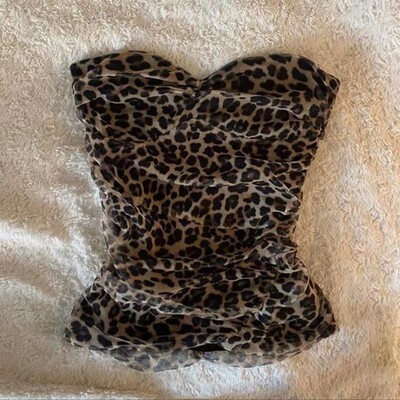 Lace leopard print slim fit camisole for women蕾丝豹纹吊带女