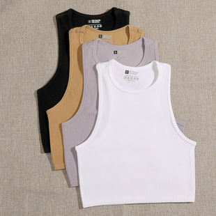 Elastic Rib-Knit Sleeveless Casual Corset Indoor Tank Tops