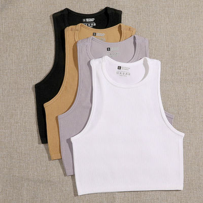 Elastic Rib-Knit Sleeveless Casual Corset Indoor Tank Tops