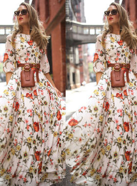 s Boho Floral Maxi Dress Party Evening Summer Beach Sundress