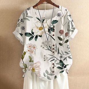 纯色印花休闲衬衣T恤女Solid color printed casual shirtT-shirt
