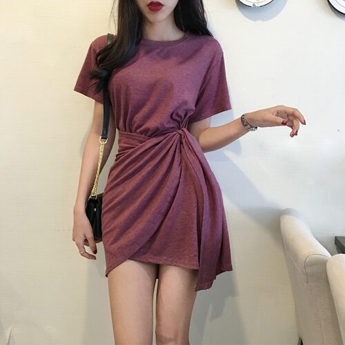 sual top dress asymmetrical Korean dress