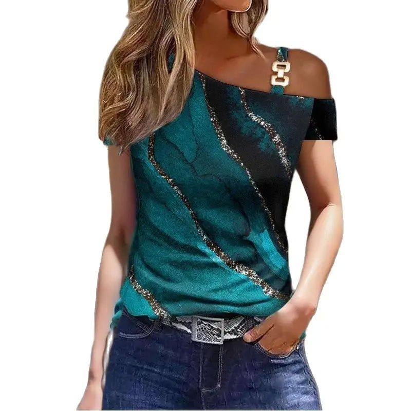 女士多色印花式上衣T恤