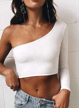 Streetwear Elastic Short T shirt Knitting Cropped Tees