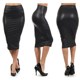 Back Split Women Sexy Skirt Black Bodycon Skirts PU Leather