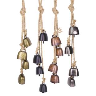 圣诞铃铛手工麻绳牛铃串青古铜金属复古牛铃铛 家居壁挂铁牛铃