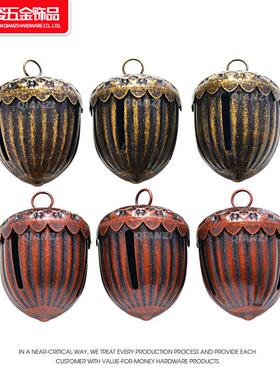 跨境复古松果铃铛金属橡木果铁铃铛diy配件圣诞树复古吊钟喇叭铃