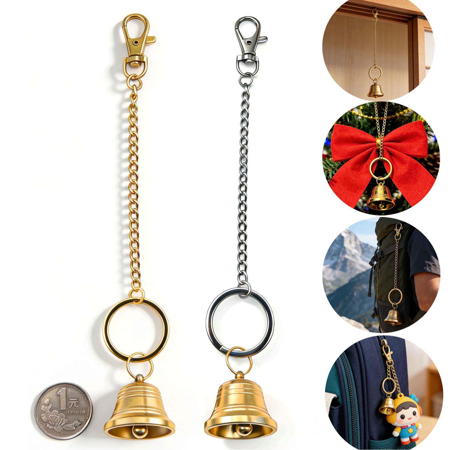 黄铜小铃铛户外背包熊铃铛露营氛围寺庙许愿风铃挂件钥匙扣链条挂