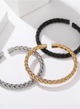 厂价批发外贸钛钢饰品手镯男简约