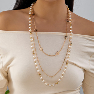 Long cardigan chain women's rose accessory necklace女项链