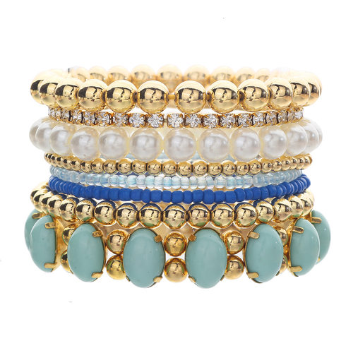 Multi-layer Bohemian rice bead bracelet set jewelry潮流手链