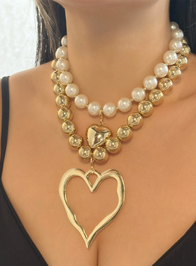 Cross-border Exaggerated Love Pendant Necklace for Women跨境