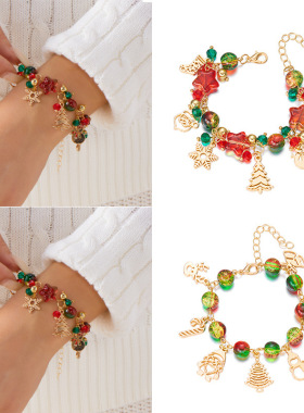 Christmas cartoon old man snowflake pendant bracelet圣诞手链