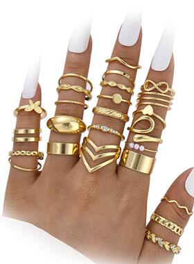 European Star and Moon Open Toe Ring Set of 25 Beach Rings女