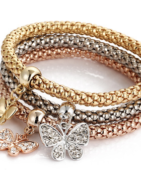 Alloy elastic butterfly pendant bracelet for women时尚手链女