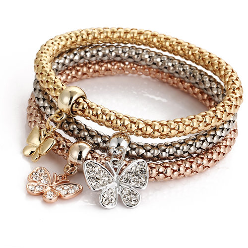 Alloy elastic butterfly pendant bracelet for women时尚手链女