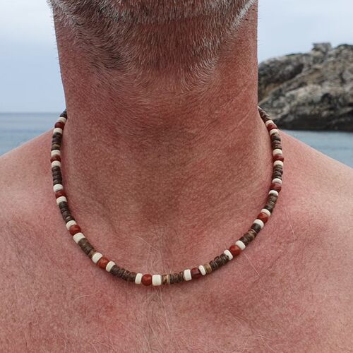 Bohemian-style Beaded Coconut Shell Necklace for Men男生项链