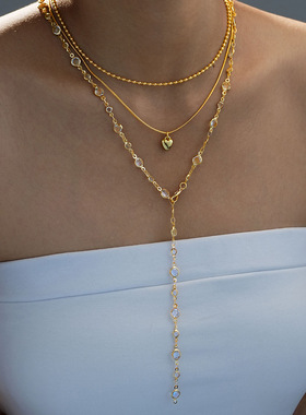 Fashion heart-shaped zircon pendant necklace跨境女士潮流项链