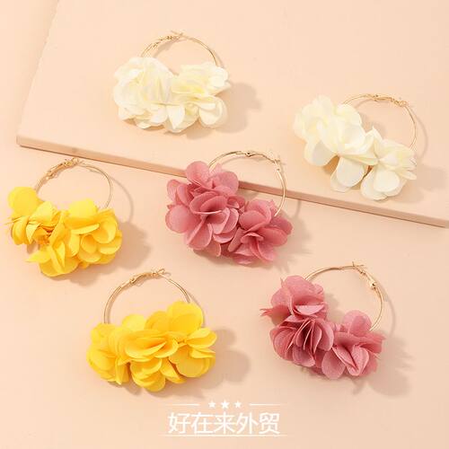 Cross border accessories with sweet floral earrings布艺耳圈