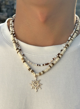 Fashion pearl and bead necklace, hip-hop accessory跨境项链女