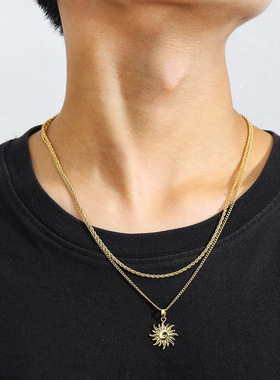 Cross border personality Sun pendant necklace跨境男士潮项链