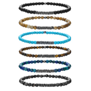 Cross-border men's trendy beaded elastic bracelet跨境男手链