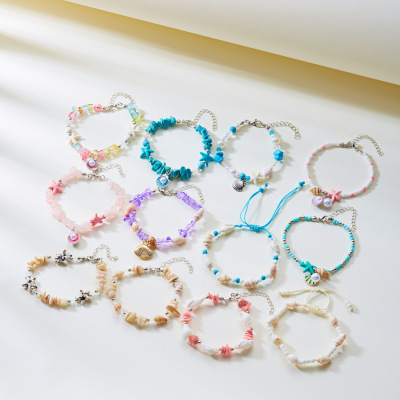 New style crushed stone fashion beach shell bracelet休闲手链