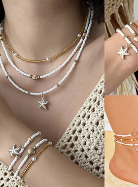 Cross-border Beach Pearl Shell Necklace Bracelet for Women女