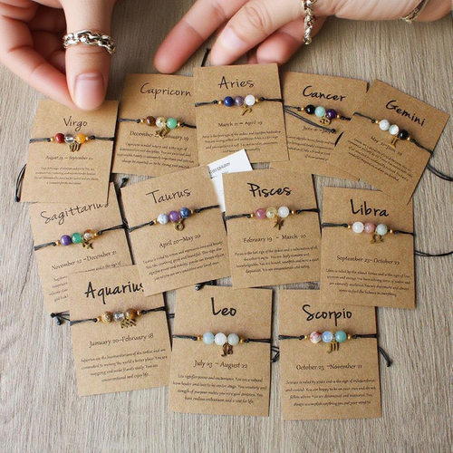 Zodiac hand-woven women's crystal bracelet jewelry跨境手链女