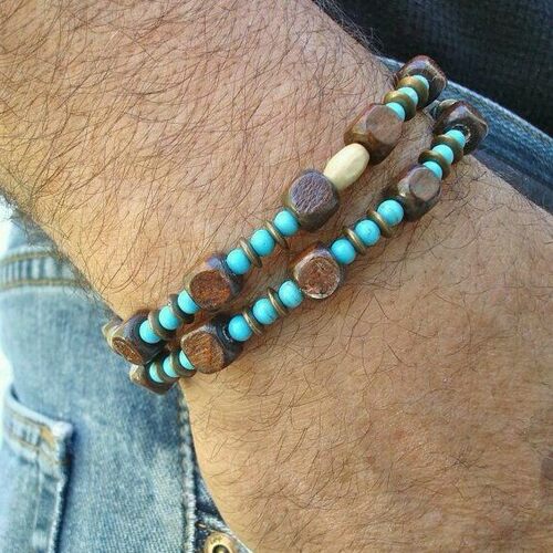 Retro handmade wooden bead bracelet for men jewelry跨境手串
