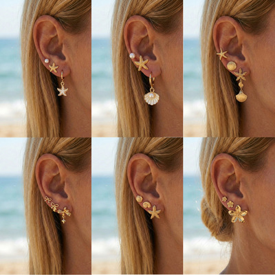 Earring fashion imitation of genuine sea star pearls jewelry