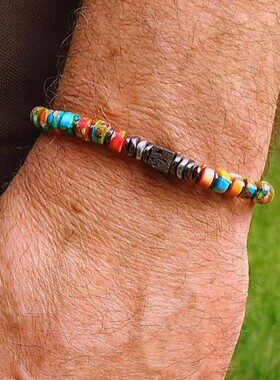 Black shell round bracelet for men's jewelry跨境男生潮流手链