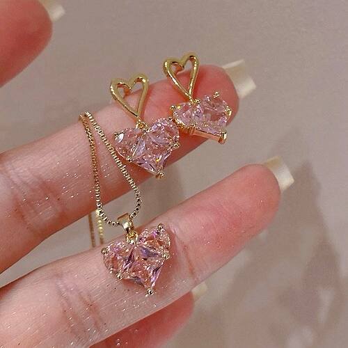 New love charm necklace and earring set of jewelry跨境首饰女