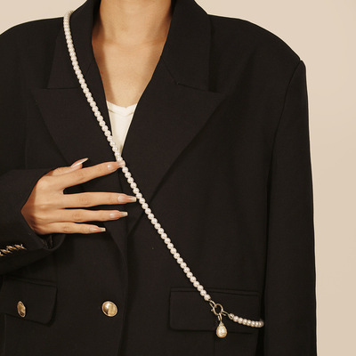 Pearl-like diagonal chain belt for women dress, waist chain