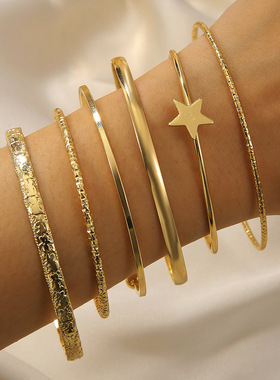 Ladies' personalized open bracelet set jewelry跨境女士潮手镯