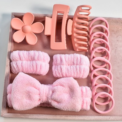Headband Bow Toiletries Grab clip scrunchie 16-piece set用品