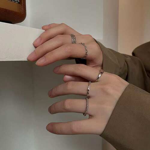 Teenage girl minimalist set of rings for school accessories