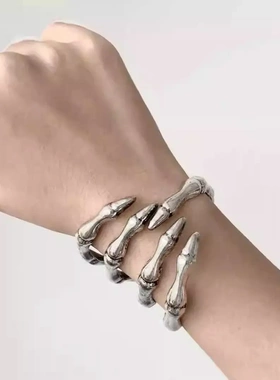 暗黑骷髅手镯亚文化朋克Y2K夸张小众个性嘻哈手环甜酷风辣妹配饰