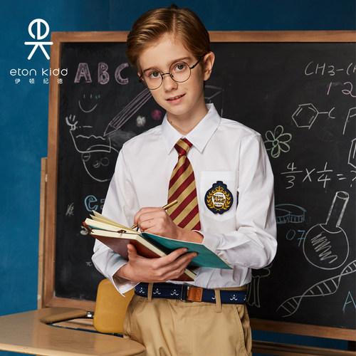 伊顿纪德校服儿童白色衬衣春秋