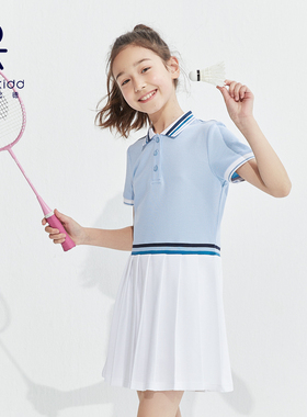 伊顿纪德儿童装淑女短袖连衣裙 2025年夏季新款女童裙子23L901