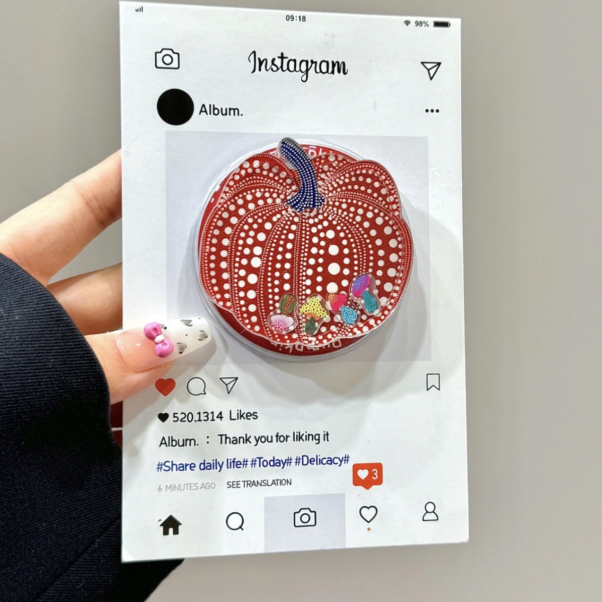 iPhone波点南瓜摇摇乐磁吸支架手机壳气囊支架桌面懒人啪嗒支架半透明 iPhone16/15/14