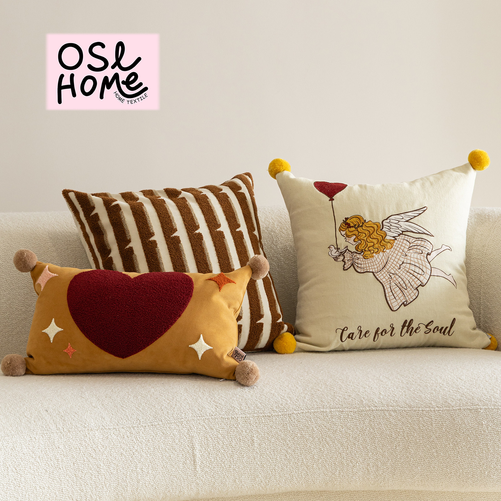 北欧奶油多巴胺女孩房抱枕靠垫样板间儿童房卧室沙发卡通靠枕腰枕