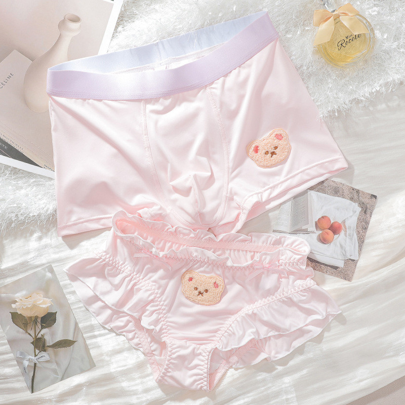 情侣内裤性感纯欲可爱蕾丝男士四角女士三角裆纯棉情侣套装2条装