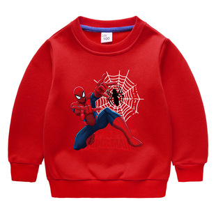 男童卫衣秋冬款加绒男孩蜘蛛侠卡通衣服一体绒运动套装儿童冬装潮