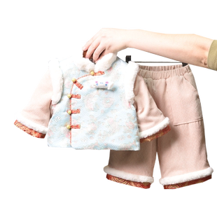 汉服冬装女童小童拜年服新年宝宝婴儿周岁礼服儿童喜庆过年服唐装