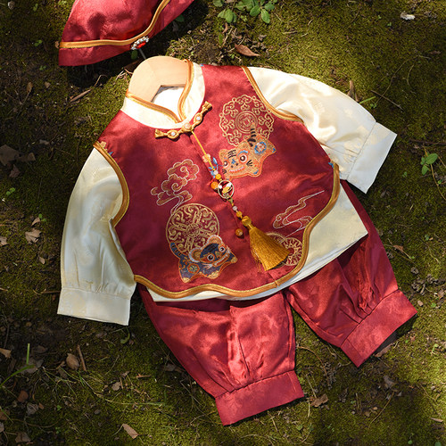 宝宝周岁礼服春秋新中式男童生日宴礼服抓周服喜庆婴幼儿唐装新款