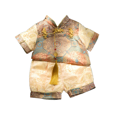 周岁礼服男宝中式夏季儿童唐装宝宝抓周衣服一岁男童拜年服汉服夏