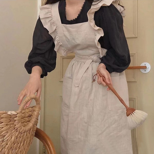 明星同款围裙韩版日式印字工作服