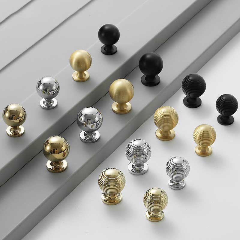 轻奢法式衣柜纯铜拉手美式北欧黄铜圆形单孔抽屉银亮金橱柜门把手